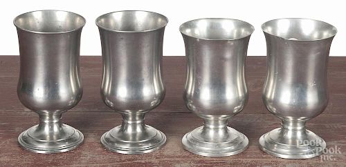 Two pairs of American pewter chalices, early 19th c.