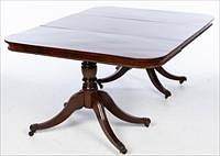 5565100: Regency Style Mahogany Two Pedestal Dining Table, 20th Century E9VDJ