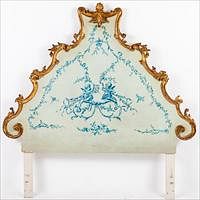 5565212: Venetian Style Gilt and Painted Queen Size Headboard, 20th Century E9VDJ