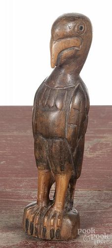 Carved figure of a parrot, 20th c., 8'' h.