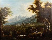 5582783: Swiss School, Mountainous Landscape, O/C, !8th Century E9VDL