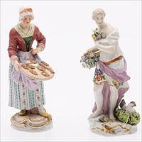5565109: Meissen Porcelain Figurine of Pastry Seller and Another Figurine E9VDF