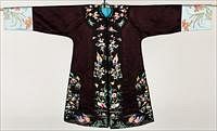 5565071: Chinese Silk Embroidered Purple and Black Robe and Silk Skirt E9VDC