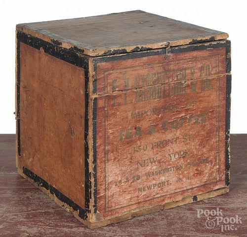 Garretson & Co. paper covered tea bin, 19th c., 11 1/2'' h., 11'' w.