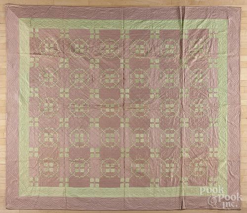 Pair of Victorian silk patchwork quilts, late 19th c., 94'' x 80''.