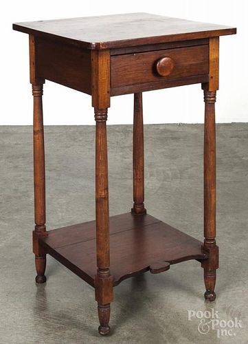 Pennsylvania Sheraton walnut one-drawer stand, 19th c., 30'' h., 17 3/4'' w.