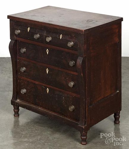 Empire miniature mahogany child's chest of drawers, mid 19th c., 24'' h., 21'' w.