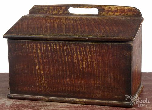 Pennsylvania painted pine box, 19th c., with a later red and yellow grained surface, 10'' h., 14'' w.