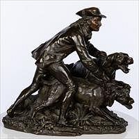 5565144: English School, Hunter with Dogs, Bronze Sculpture E9VDL