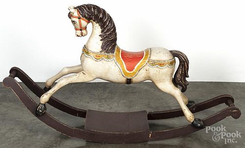 Painted pine hobby horse, 20th c., 33'' h.