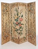 5565174: Floral Painted Four Panel Standing Screen E9VDJ