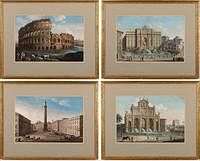 5565066: Set of Four Hand-Colored Engravings of Rome E9VDO