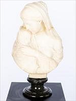 5565235: Italian School, Rebecca and Child, Alabaster Sculpture, 19th Century E9VDL