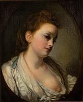 5565089: Follower of Jean-Baptiste Greuze (French, 1725-1805),
 Portrait of a Woman, Oil on Canvas E9VDL