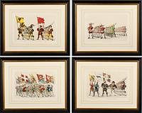 5582791: Set of Four Swiss Military Parade Hand-Colored Lithographs, c. 1855 E9VDO