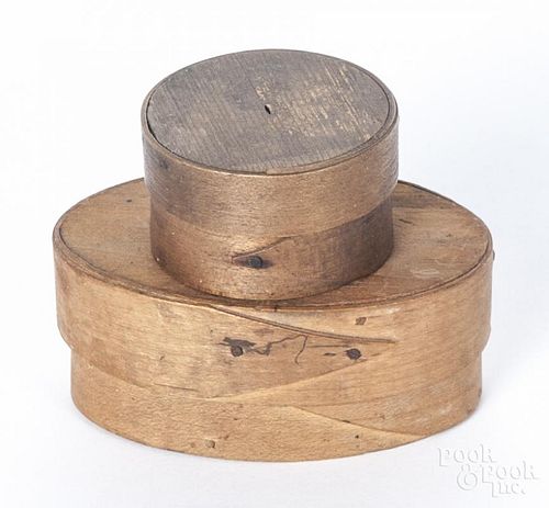 Two miniature bentwood boxes, 19th c., 1 3/4'' h. and 1 1/4'' h.