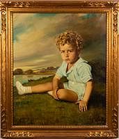 5565360: M. Rae, Portrait of a Boy, First Half 20th Century, Oil on Canvas E9VDL