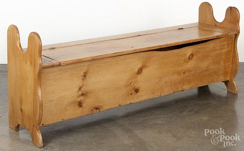 Pennsylvania pine wood box bench, 19th c., 26 1/2'' h., 66'' w.