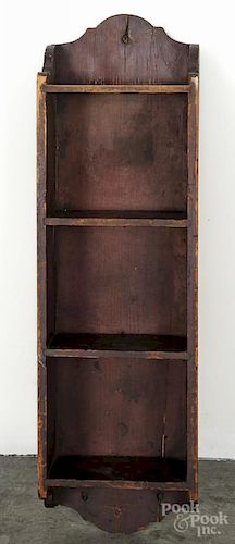 Pennsylvania stained pine hanging shelf, 19th c., 31'' h., 9'' w.
