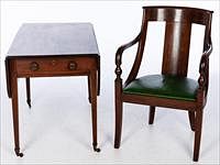 5582792: George III Mahogany Drop Leaf Table and a French
 Style Armchair, 18th C and Later E9VDJ