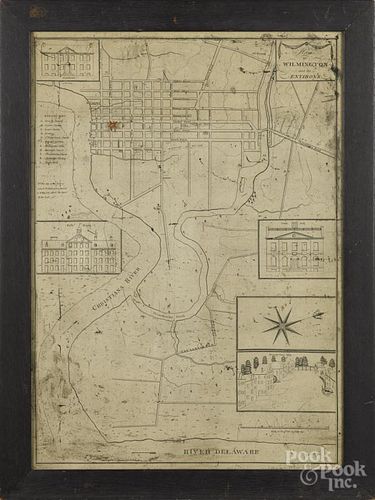 Modern printed map of Wilmington, Delaware, 27'' x 19''.