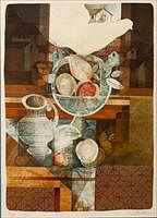 5574300: Awar (20th Century), Abstract Still Life, Embossed Lithograph E9VDO