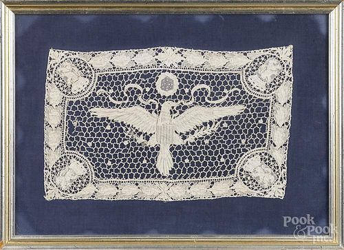 Framed lace of an American Eagle, 19th c., 9'' x 14''.