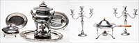 5565367: Pair of Hamilton Sterling Silver 3 Light Candelabra
 and 5 Pieces of Silver Plate E9VDQ