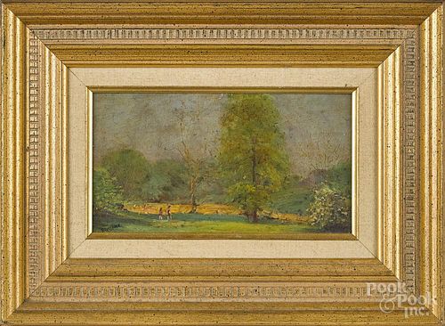 Isadore Firestone (American 1894-1979), two oil on board landscapes, both signed, 4 3/4'' x 8 1/4''