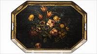 5565314: English Floral Tole Tray, 19th Century E9VDJ