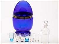5565292: Cobalt Blue Egg-Form Liqueur Set E9VDF