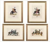 5582793: Set of Four English Prints of Knights, Hand Colored Engravings E9VDO