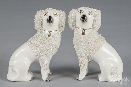 Pair of Staffordshire spaniels, late 19th c., 6 1/4'' h.