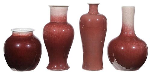 Four Copper-Red Vases