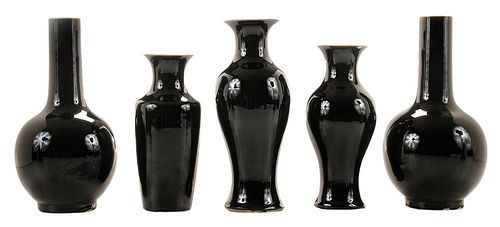 Five Vases with Mirror Black Glaze