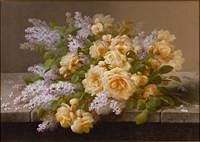 5493113: Raoul Maucherat de Longpre (French, 1843 or 59
 -1911), Floral Still Life, Gouache on Paper E8VDL