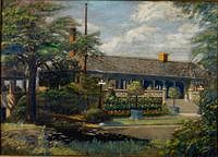 5493191: Matsuk (American, Early 20th Century), Garfield
 Park Boathouse, Chicago, Oil on Canvas E8VDL