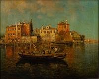 5509654: Nicholas Briganti (MA/Italy, 1861-1944), Venetian
 Canal Scene, Oil on Canvas E8VDL