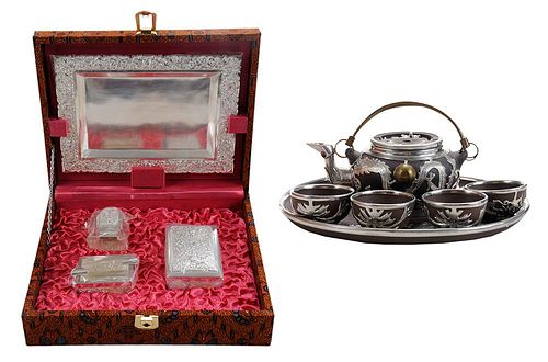 Four-Piece Cased Persian Silver