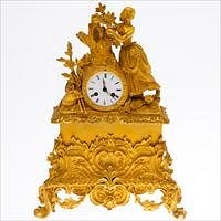 5509659: Louis XV Style Gilt-Metal Mantle Clock, 19th Century E8VDG