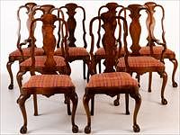 5509570: Set of Eight Dutch Rococo Style Walnut Dining Chairs, 20th Century E8VDJ