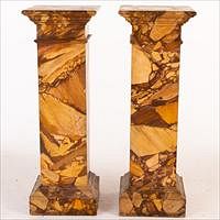 5493226: Pair of Faux Marble Painted Pedestals E8VDJ