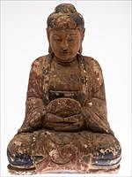 5493162: Chinese Painted Wood Buddha E8VDC
