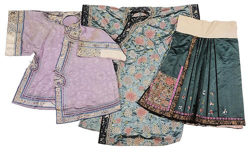 Three Chinese Silk Clothing Articles