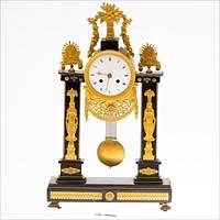 5493117: Continental Gilt Metal and Marble Neoclassical Mantle Clock E8VDG