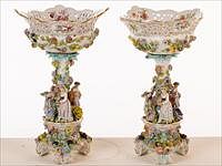 5509585: Pair of Meissen Style Porcelain Compotes E8VDF