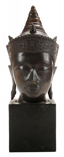Thai Ayutthaya Style Bronze Head of