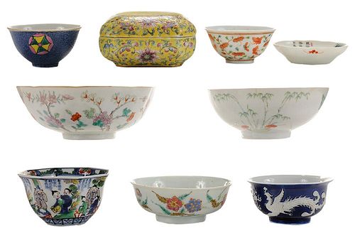 Nine Porcelain Bowls and Dishes