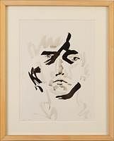 5493064: Betsy Cain (Savannah, b. 1949), Self Portrait, Ink on Arches Paper E8VDL