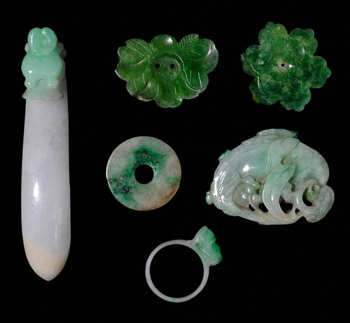 Six Carved Jadeite Articles